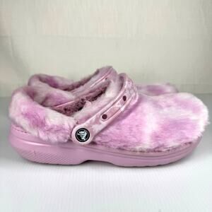 CROCS Fur Sure Classic Lined Clogs Women 7/Men 9 Street Style Faux Fur Platform